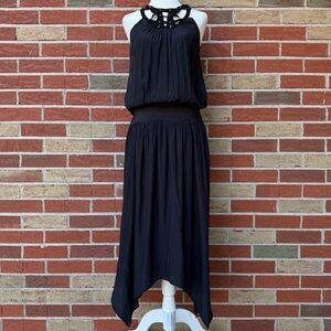 Ramy Brook Ruthie Black Studded Neckline Handkerchief Hem Dress 👗